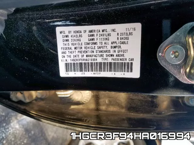 1HGCR3F94HA016994 фото 2