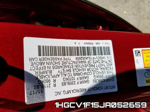 1HGCV1F15JA052659 фото 2
