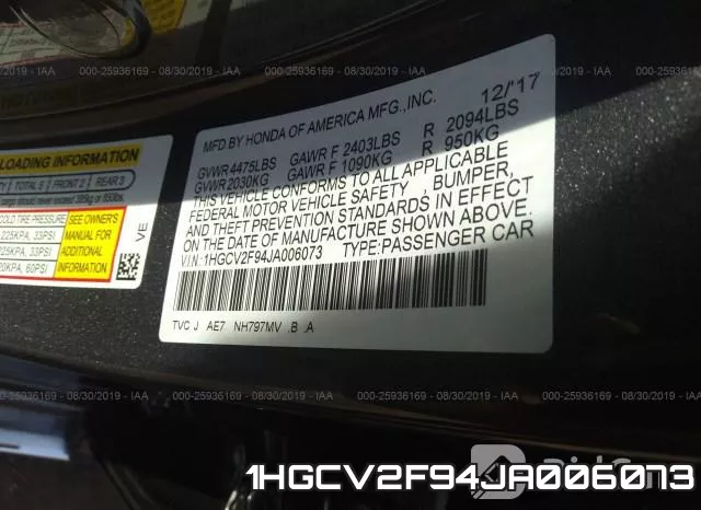 1HGCV2F94JA006073 фото 10