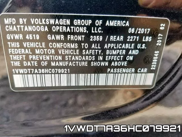 1VWDT7A36HC079921 фото 2