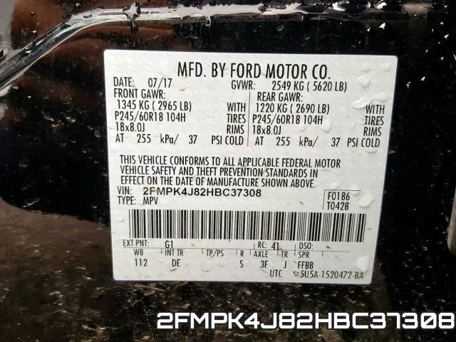 2FMPK4J82HBC37308 фото 2