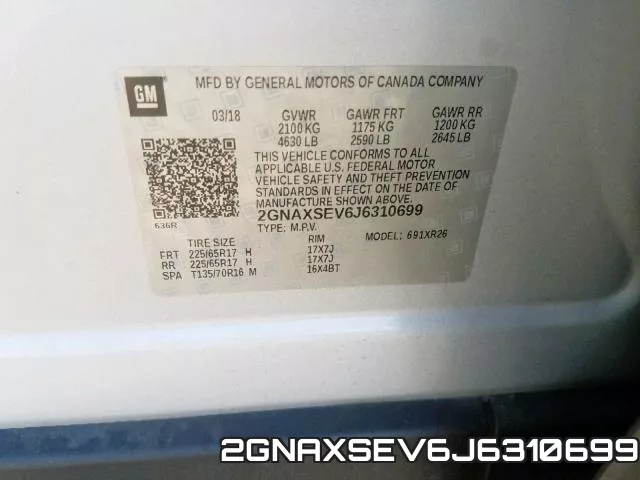 2GNAXSEV6J6310699 фото 2