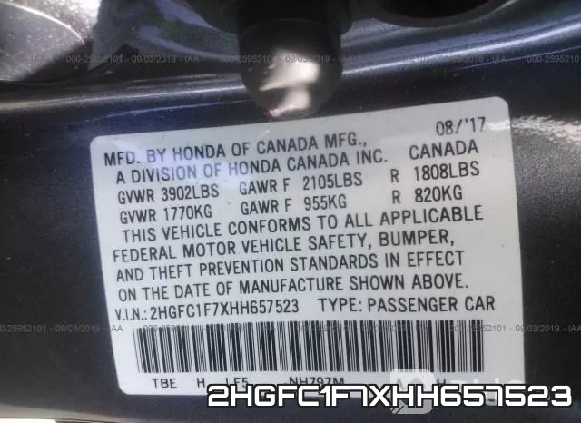 2HGFC1F7XHH657523 фото 10