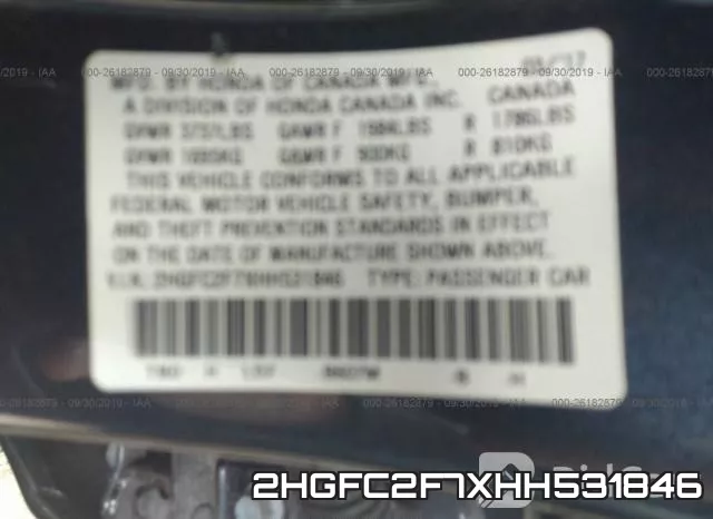 2HGFC2F7XHH531846 фото 10