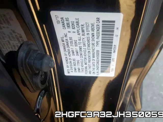 2HGFC3A32JH350059 фото 2