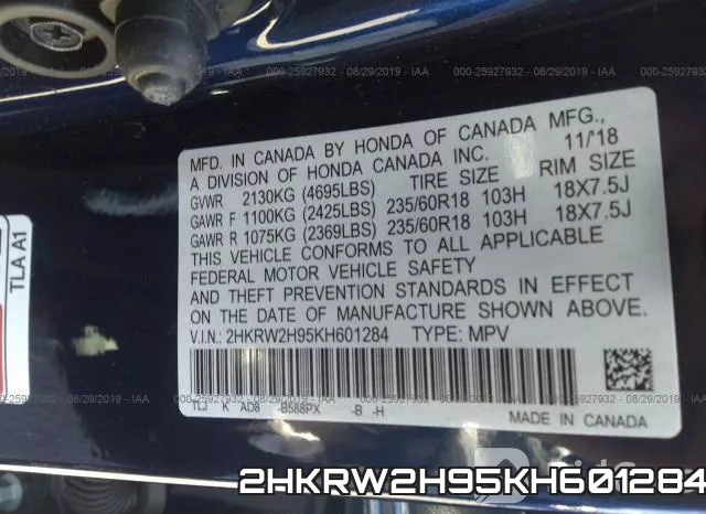 2HKRW2H95KH601284 фото 10