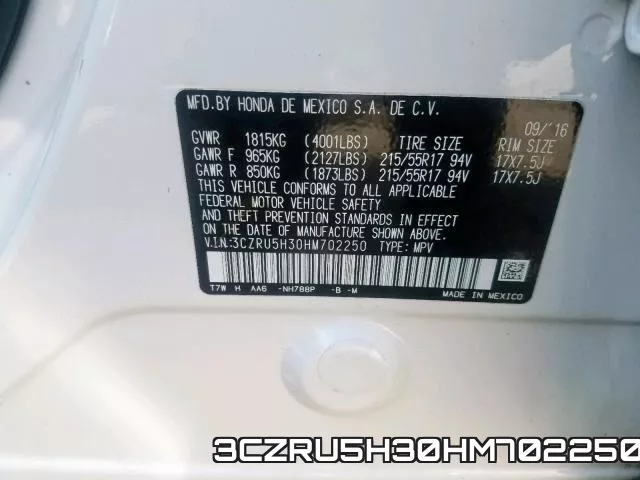 3CZRU5H30HM702250 фото 2