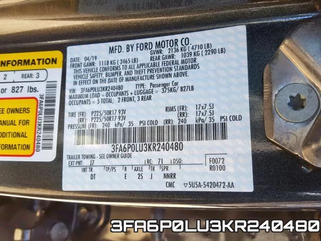 3FA6P0LU3KR240480 фото 2
