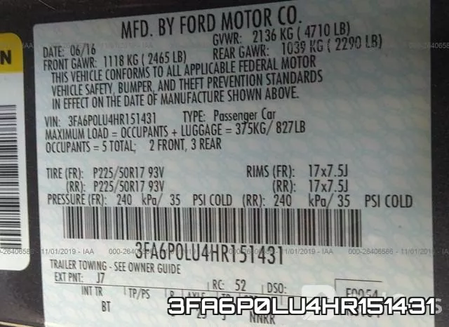 3FA6P0LU4HR151431 фото 10