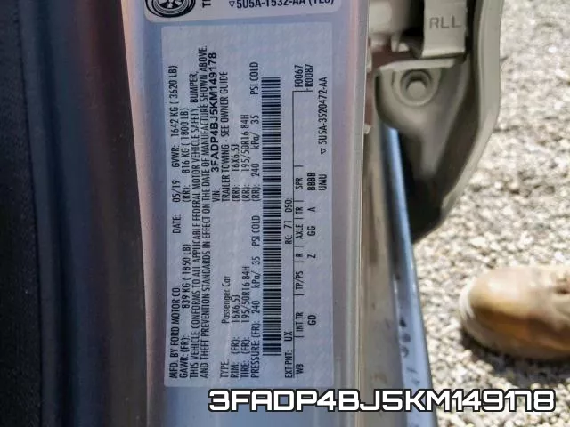 3FADP4BJ5KM149178 фото 2