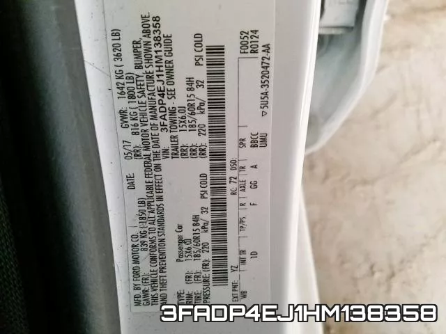 3FADP4EJ1HM138358 фото 2