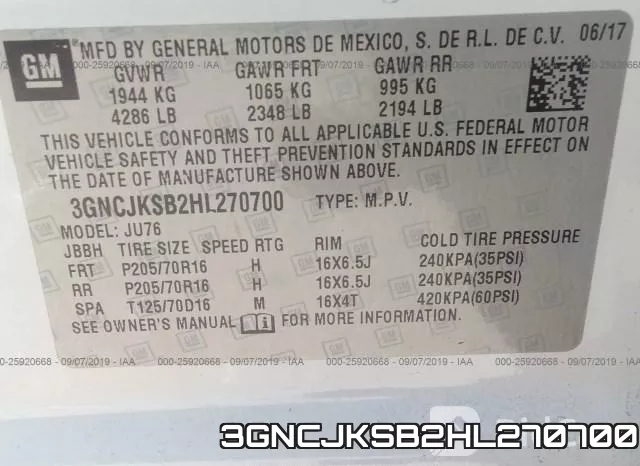 3GNCJKSB2HL270700 фото 10