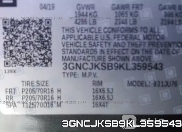 3GNCJKSB9KL359543 фото 10