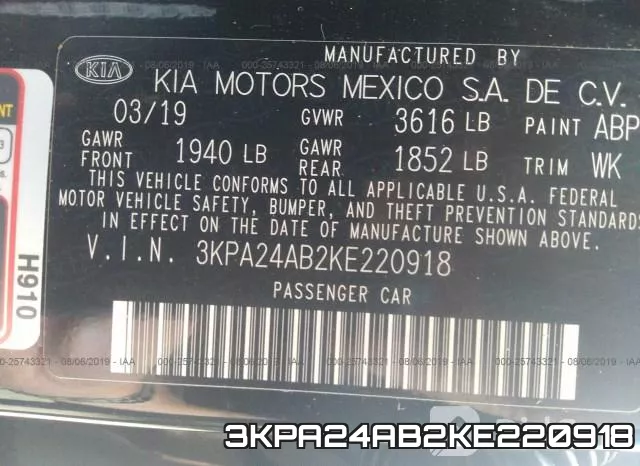 3KPA24AB2KE220918 фото 10