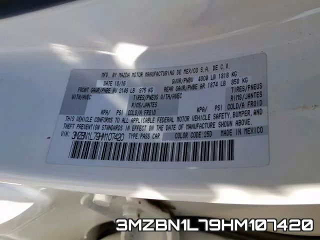 3MZBN1L79HM107420 фото 2