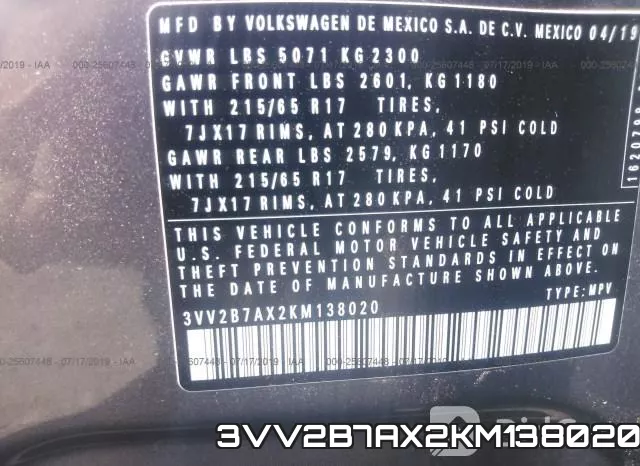 3VV2B7AX2KM138020 фото 10