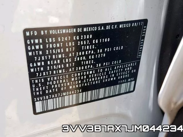 3VV3B7AX7JM044234 фото 2