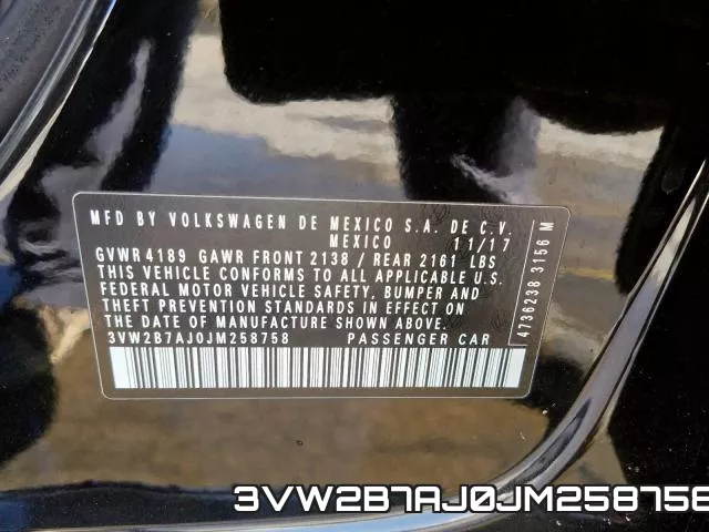 3VW2B7AJ0JM258758 фото 2