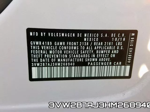 3VW2B7AJ3HM268940 фото 2