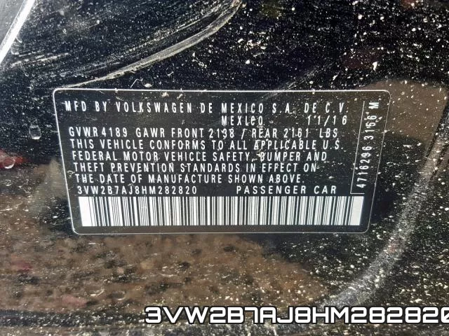 3VW2B7AJ8HM282820 фото 2