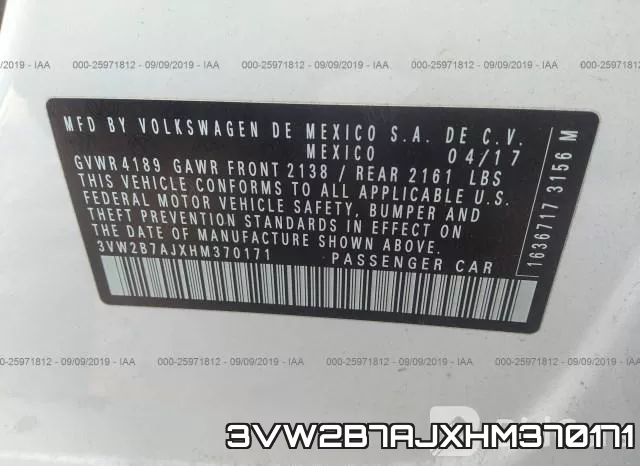 3VW2B7AJXHM370171 фото 10