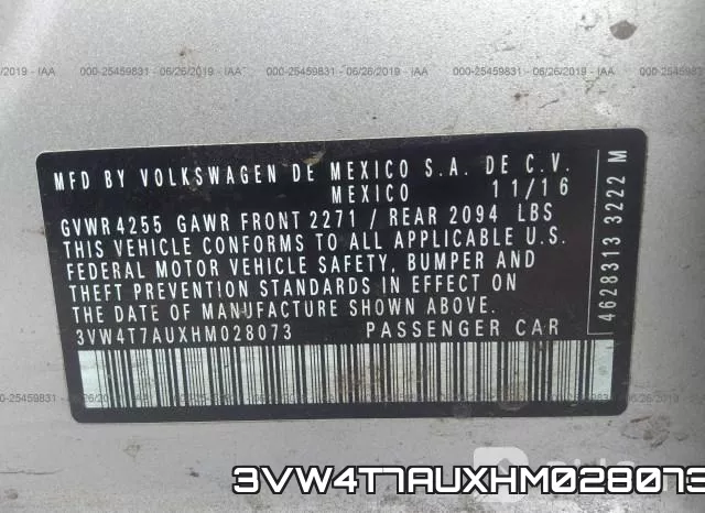 3VW4T7AUXHM028073 фото 10