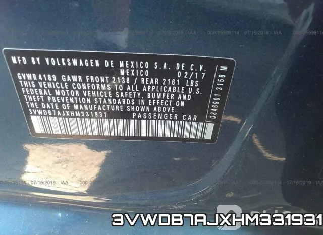 3VWDB7AJXHM331931 фото 10