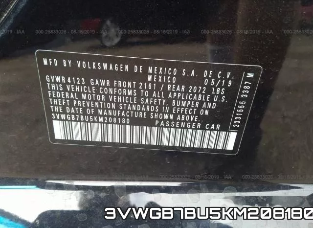 3VWGB7BU5KM208180 фото 10