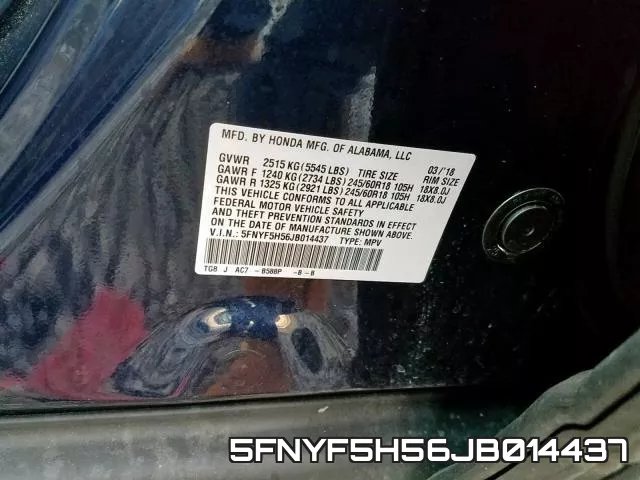 5FNYF5H56JB014437 фото 2