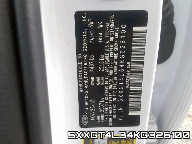 5XXGT4L34KG326100 фото 2