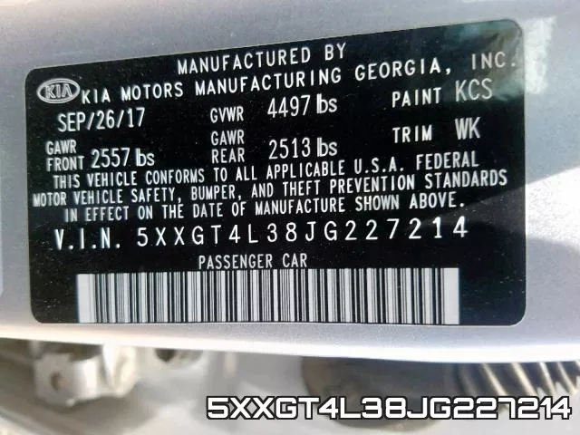 5XXGT4L38JG227214 фото 2