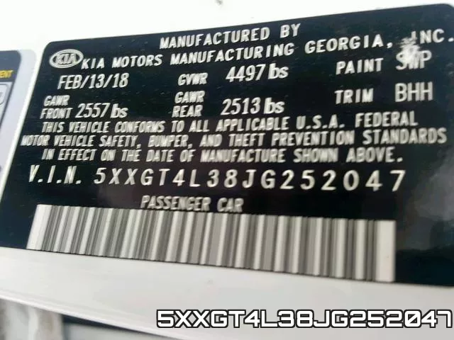 5XXGT4L38JG252047 фото 2