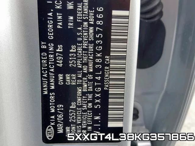 5XXGT4L38KG357866 фото 2