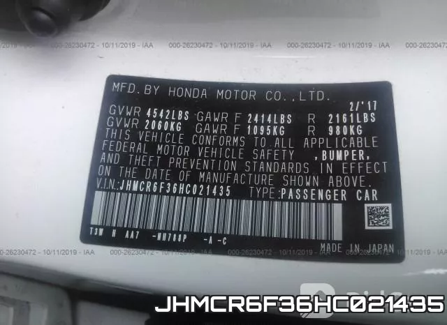 JHMCR6F36HC021435 фото 10