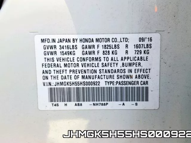 JHMGK5H55HS000922 фото 2