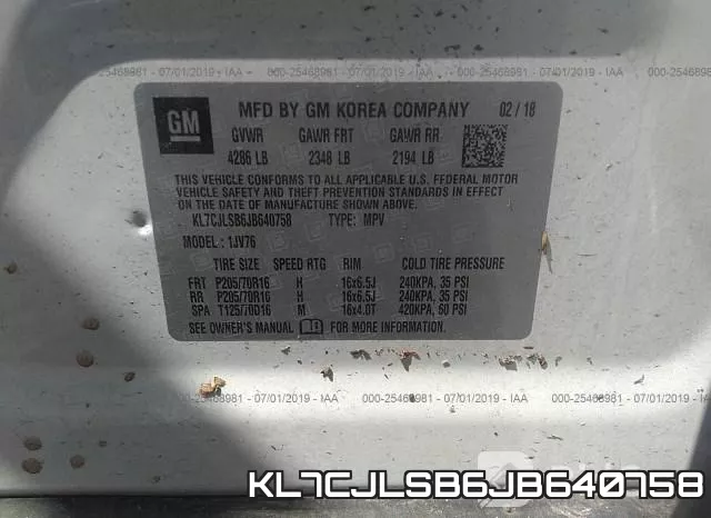 KL7CJLSB6JB640758 фото 10