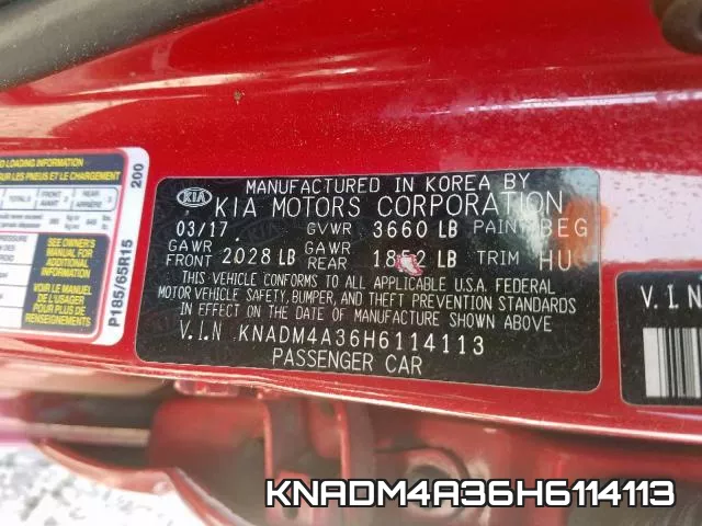 KNADM4A36H6114113 фото 2