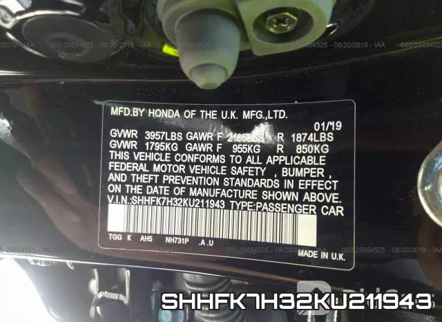 SHHFK7H32KU211943 фото 10