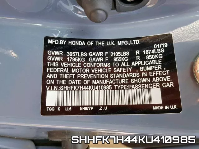 SHHFK7H44KU410985 фото 2