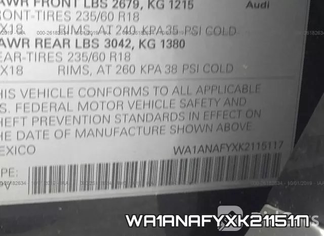 WA1ANAFYXK2115117 фото 10