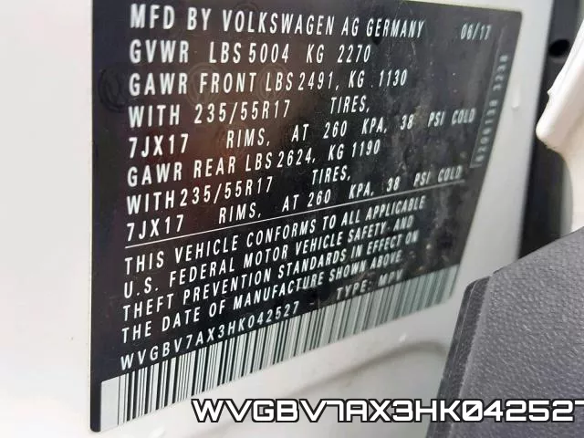 WVGBV7AX3HK042527 фото 2