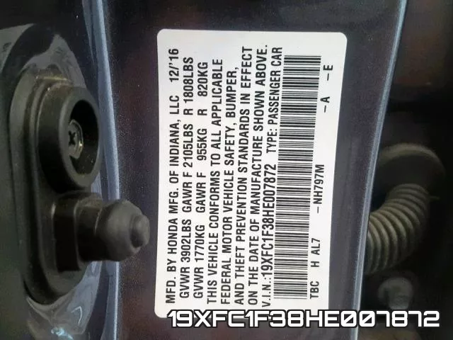 19XFC1F38HE007872 фото 2