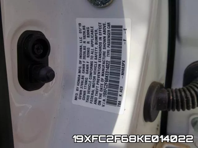 19XFC2F68KE014022 фото 2