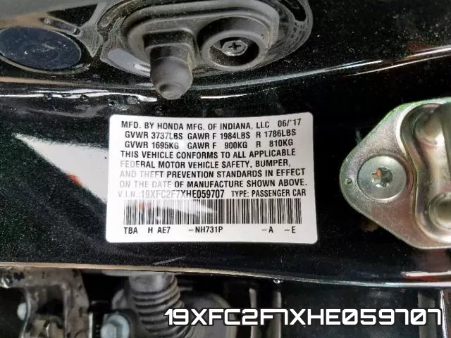 19XFC2F7XHE059707 фото 2