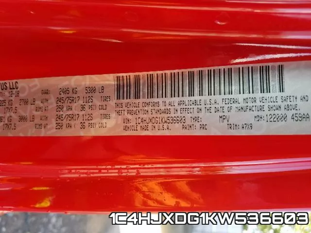 1C4HJXDG1KW536603 фото 2