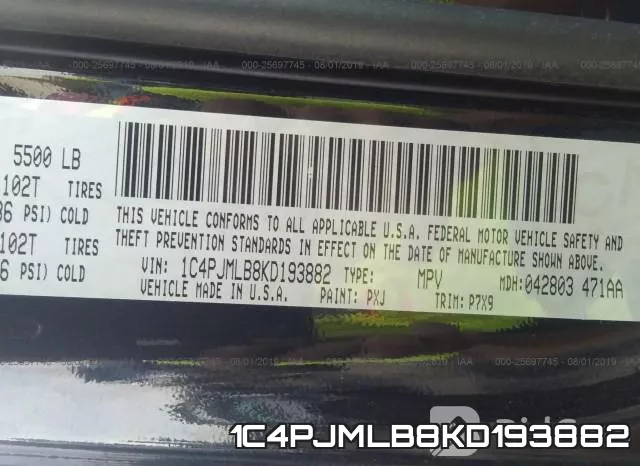 1C4PJMLB8KD193882 фото 9
