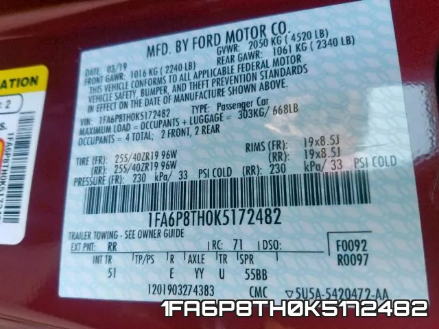1FA6P8TH0K5172482 фото 2