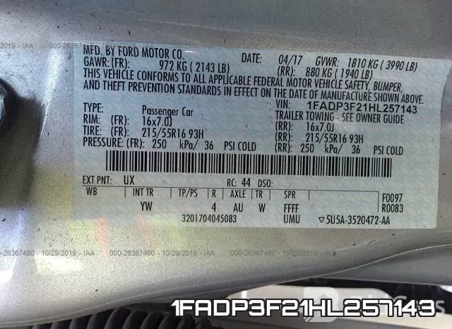1FADP3F21HL257143 фото 10