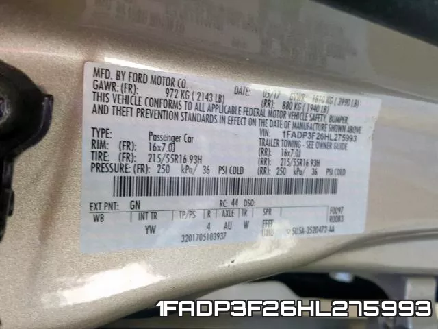 1FADP3F26HL275993 фото 2