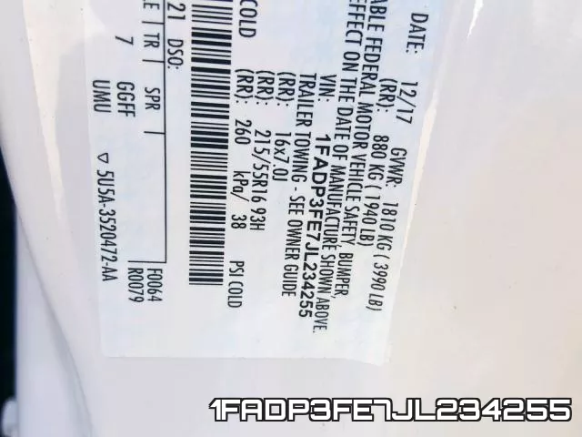1FADP3FE7JL234255 фото 2
